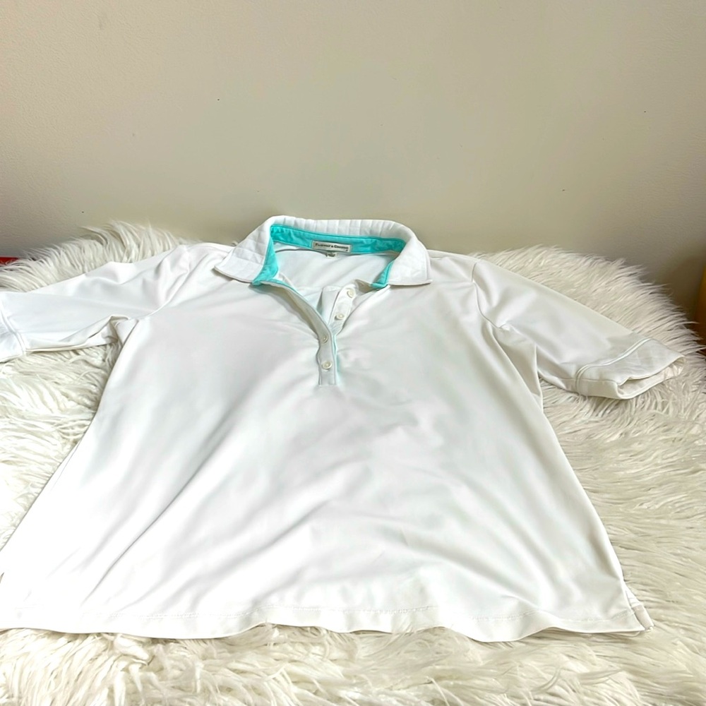 Fairway & Greene white polo size L 20” pit to pit